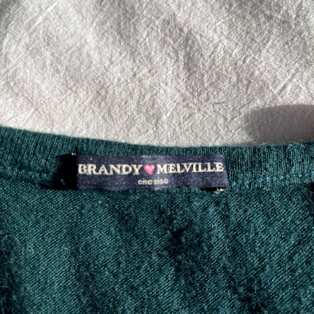 Brandy Melville Wool Blend V-Neck Long Sleeve Forest Green Y2K Academia Trendy - Picture 7 of 13